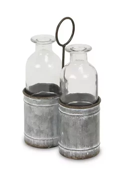 Cheung's Home Indoor Decorative 2 Slot Galvanized Metal Jar Holder - Medium -Urban Originals™ Shop Belk 458