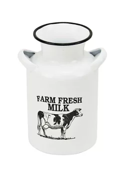 Cheung's White Lacquered Finish Decorative Bovine Milk Jug - Small