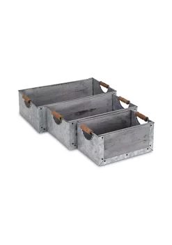 Cheung's Home Indoor Decorative Gray Wash Wood and Metal Crates with Side Handles, Set of 3 -Urban Originals™ Shop Belk 48