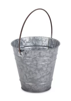 Cheung's Contemporary Decorative Galvanized Tapered Pot with Folding Handle - Large