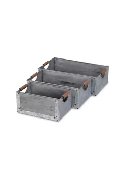 Cheung's Home Indoor Decorative Gray Wash Wood and Metal Crates with Side Handles, Set of 3 -Urban Originals™ Shop Belk 49