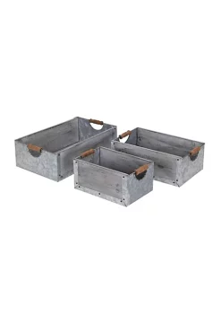 Cheung's Home Indoor Decorative Gray Wash Wood and Metal Crates with Side Handles, Set of 3 -Urban Originals™ Shop Belk 50