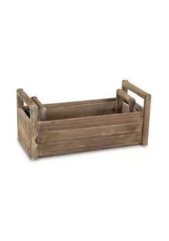 Cheung's Wooden Rectangular Ledge Home Decorative Basket with Handle and Plastic Liners - Set of 2 -Urban Originals™ Shop Belk 520