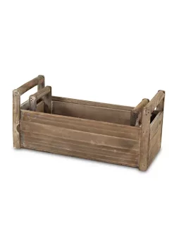 Cheung's Wooden Rectangular Ledge Home Decorative Basket with Handle and Plastic Liners - Set of 2 -Urban Originals™ Shop Belk 521