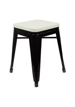 Cheung's Metal Stool With Black Frame And White Seat, Small