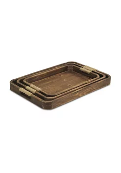 Cheung's Set Of 3 Curved Dark Brown Wood Trays -Urban Originals™ Shop Belk 627