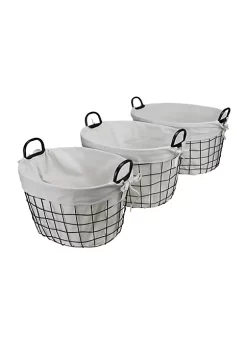 Cheung's Set Of 3 Lined Metal Wire Oval Basket With Handle -Urban Originals™ Shop Belk 639