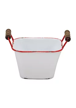 Cheung's Lacquered Finish White Storage With Side Wood Handles - Red Rim -Urban Originals™ Shop Belk 699