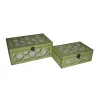 Cheung's Home Decorative Accent Green Wooden Boxes with Front and Top Mirror with Wood Morrocan Overlay, Set of 2 -Urban Originals™ Shop Belk 7