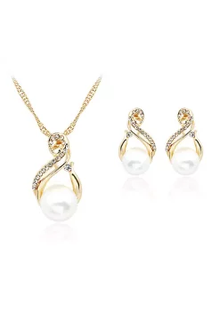 YAOQIANSHU Women Pearl Necklace Earrings Set Simple Wedding Jewelry Set