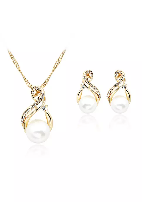 YAOQIANSHU Women Pearl Necklace Earrings Set Simple Wedding Jewelry Set 3 YAOQIANSHU Women Pearl Necklace Earrings Set Simple Wedding Jewelry Set