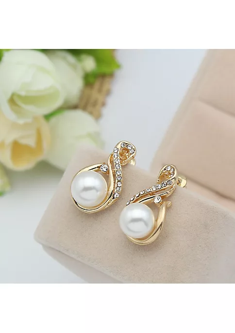 YAOQIANSHU Women Pearl Necklace Earrings Set Simple Wedding Jewelry Set 4 YAOQIANSHU Women Pearl Necklace Earrings Set Simple Wedding Jewelry Set - Image 2