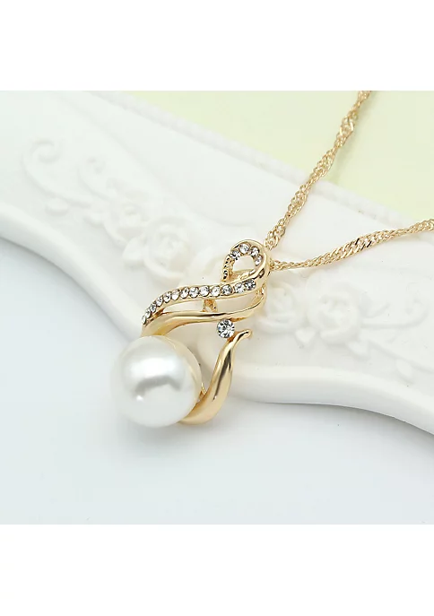 YAOQIANSHU Women Pearl Necklace Earrings Set Simple Wedding Jewelry Set 5 YAOQIANSHU Women Pearl Necklace Earrings Set Simple Wedding Jewelry Set - Image 3
