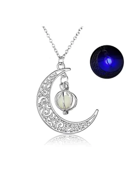 YAOQIANSHU Glow In The Dark Hollow Stone Pendant Crescent Moon Glow Necklace (Purple) -Urban Originals™ Shop Belk 752