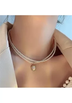 YAOQIANSHU Women's Simulated Pearl Chokers Double Layer Pearl Necklace Bridal Choker Necklace for Wedding Party Jewelry -Urban Originals™ Shop Belk 757