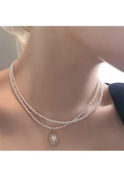 YAOQIANSHU Women's Simulated Pearl Chokers Double Layer Pearl Necklace Bridal Choker Necklace for Wedding Party Jewelry -Urban Originals™ Shop Belk 758