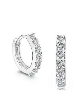 YAOQIANSHU Round Ladies Huggies Hoop Earrings, Womens Round Diamond Single Row Huggie Earrings (Small)