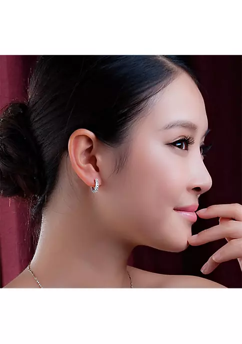 YAOQIANSHU Round Ladies Huggies Hoop Earrings, Womens Round Diamond Single Row Huggie Earrings (Small) 5 YAOQIANSHU Round Ladies Huggies Hoop Earrings, Womens Round Diamond Single Row Huggie Earrings (Small) - Image 3