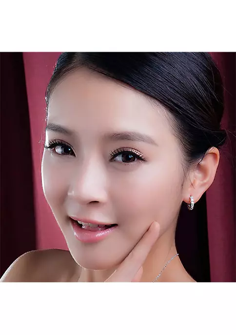 YAOQIANSHU Round Ladies Huggies Hoop Earrings, Womens Round Diamond Single Row Huggie Earrings (Small) 6 YAOQIANSHU Round Ladies Huggies Hoop Earrings, Womens Round Diamond Single Row Huggie Earrings (Small) - Image 4