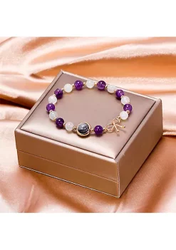 YAOQIANSHU Natural Gemstone Bracelet, Purple Amethyst Bead Gemstone Stretchy Bracelet -Urban Originals™ Shop Belk 788