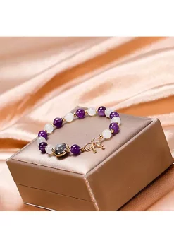 YAOQIANSHU Natural Gemstone Bracelet, Purple Amethyst Bead Gemstone Stretchy Bracelet -Urban Originals™ Shop Belk 789