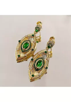 YAOQIANSHU Italian Devil's Eye Necklace Jewelry Set Simulation Emerald Earrings Open Ring (Earring) -Urban Originals™ Shop Belk 810