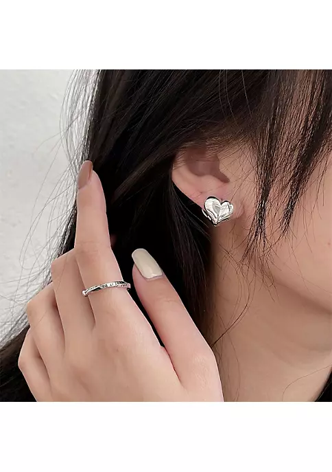 YAOQIANSHU Hypoallergenic 925 Sterling Silver Stud Earrings Dainty Simple Heart Earrings for Women Girls (Small) 4 YAOQIANSHU Hypoallergenic 925 Sterling Silver Stud Earrings Dainty Simple Heart Earrings for Women Girls (Small) - Image 2