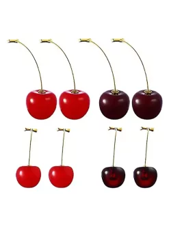 YAOQIANSHU 4 Pairs Cherry Drop Earrings Cherry Dangle Jewelry Fruit Dangle Earrings