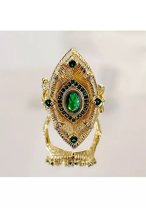 YAOQIANSHU Italian Devil's Eye Necklace Jewelry Set Simulation Emerald Earrings Open Ring (Rings) 6 YAOQIANSHU Italian Devil's Eye Necklace Jewelry Set Simulation Emerald Earrings Open Ring (Rings) - Image 4
