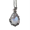 YAOQIANSHU Natural Moonstone Necklace White Round Gemstone Pendant,Birthday Present Unique Handmade Artisan Jewelry, Vintage Style Gift for Women -Urban Originals™ Shop Belk 844