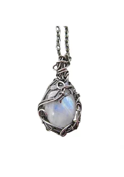 YAOQIANSHU Natural Moonstone Necklace White Round Gemstone Pendant,Birthday Present Unique Handmade Artisan Jewelry, Vintage Style Gift for Women -Urban Originals™ Shop Belk 847