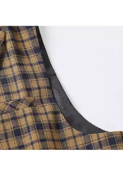 YAOQIANSHU Mens Plaid Formal Waistcoat Peak Lapel Double Breasted Casual Suit Vests For Business Work Party Wedding Dinner (Brown) -Urban Originals™ Shop Belk 858