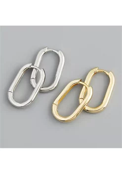 YAOQIANSHU Minimalist Oval Hoop Earrings- 925 Sterling Silver Small Hoop Earrings Rounded for Women Girls (Silver) -Urban Originals™ Shop Belk 872