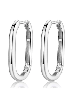 YAOQIANSHU Minimalist Oval Hoop Earrings- 925 Sterling Silver Small Hoop Earrings Rounded for Women Girls (Silver) -Urban Originals™ Shop Belk 874