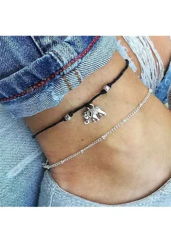 YAOQIANSHU Beach Anklet Elephant Pendant Anklet Hand-woven Anklet 1PCS