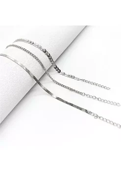 YAOQIANSHU Gold Plated Anklet Fashion Anklet Wheat Ear Chain Snake Bone Anklet (Silver)