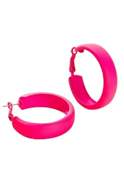 YAOQIANSHU Matte Geometric Round Circle Hoop Earring for Women Girl Teen Retro Fluorescent Color Statement Earring Wedding Holiday Christmas Party Holiday Jewelry (Pink)