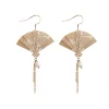 YAOQIANSHU Chinese Style Foldable Fan Earrings Pearl Retro Dangle Earring Tassel Earrings for Women Girls -Urban Originals™ Shop Belk 886
