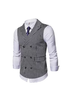 YAOQIANSHU Mens Vertical Striped Waistcoat Peak Lapel Suit Vests for Formal Occasions Business Work Party Wedding Dance Dinner -Urban Originals™ Shop Belk 897