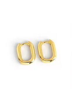 YAOQIANSHU Minimalist Oval Hoop Earrings- 925 Sterling Silver Small Hoop Earrings Rounded for Women Girls (Gold)