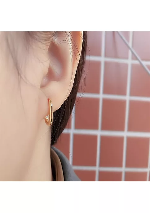 YAOQIANSHU Minimalist Oval Hoop Earrings- 925 Sterling Silver Small Hoop Earrings Rounded for Women Girls (Gold) 5 YAOQIANSHU Minimalist Oval Hoop Earrings- 925 Sterling Silver Small Hoop Earrings Rounded for Women Girls (Gold) - Image 3