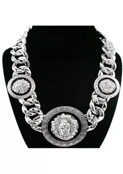 YAOQIANSHU Women's Basketball Wives Style Gold Lion Heads Necklace Hip Hop Statement Chunky Chain (Silver) 9 YAOQIANSHU Women's Basketball Wives Style Gold Lion Heads Necklace Hip Hop Statement Chunky Chain (Silver) -Urban Originals™ Shop Belk 909