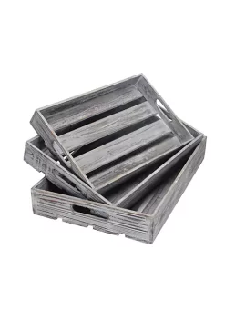 Cheung's Modern Wood Slat Serving Tray with Side Handle - Set of 3, Gray Wash -Urban Originals™ Shop Belk 91