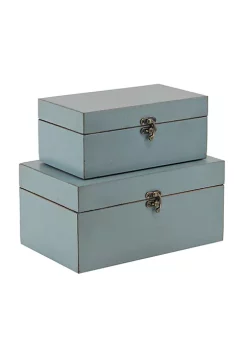 Cheung's Home Indoor Decorative Storage Boxes, Blue Finished - Set of 2