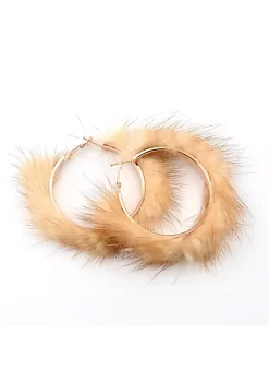 YAOQIANSHU Popular Plush Large Circle Earrings Exaggerated Atmosphere Girl Heart Mink Hair Earrings (Khakhi) -Urban Originals™ Shop Belk 933