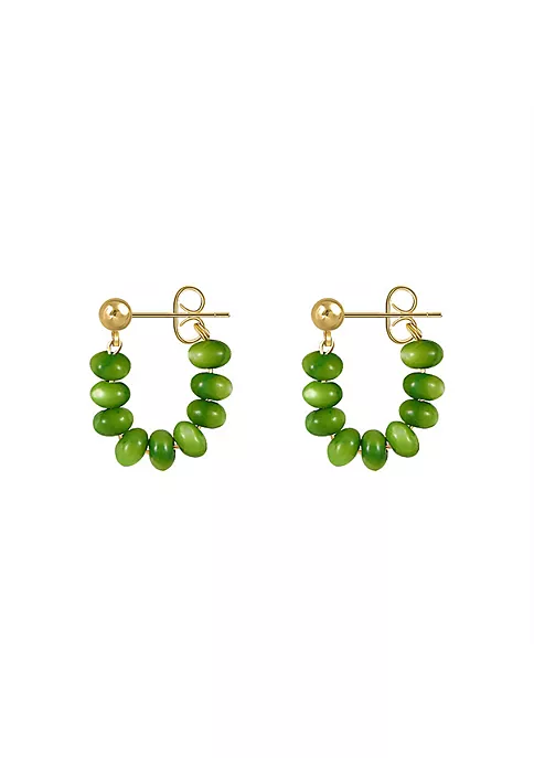 YAOQIANSHU Women Handmade Beaded Hoop Earrings Bohemian Minimalist Colorful Circle Round Bead Earrings Vintage Chic Dangle Drop Earrings (Green) 3 YAOQIANSHU Women Handmade Beaded Hoop Earrings Bohemian Minimalist Colorful Circle Round Bead Earrings Vintage Chic Dangle Drop Earrings (Green)