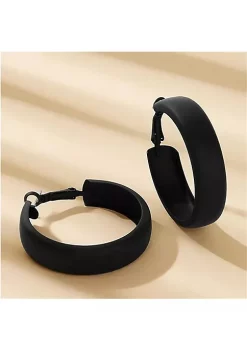 YAOQIANSHU Matte Geometric Round Circle Hoop Earring for Women Girl Teen Retro Fluorescent Color Statement Earring Wedding Holiday Christmas Party Holiday Jewelry (Black)