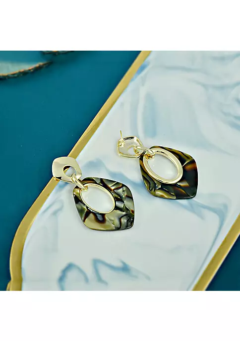 YAOQIANSHU Acrylic Dangle Earrings Gold Plated Polygonal Drop Earrings for Women (Green) 4 YAOQIANSHU Acrylic Dangle Earrings Gold Plated Polygonal Drop Earrings for Women (Green) - Image 2