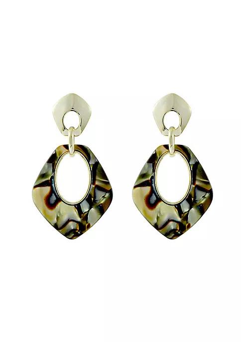 YAOQIANSHU Acrylic Dangle Earrings Gold Plated Polygonal Drop Earrings for Women (Green) 6 YAOQIANSHU Acrylic Dangle Earrings Gold Plated Polygonal Drop Earrings for Women (Green) - Image 4