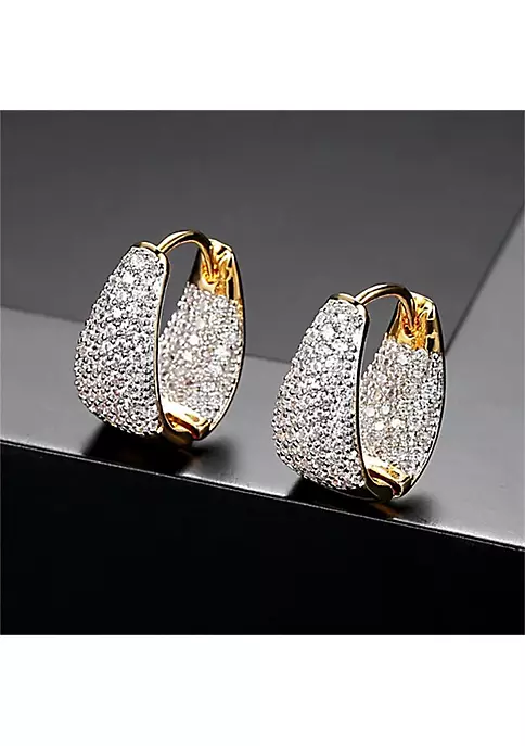 YAOQIANSHU Women's Diamond Curved Earrings, Bling Elegant Luxurious Round Diamond Earrings, Statement Sparkling Earrings 4 YAOQIANSHU Women's Diamond Curved Earrings, Bling Elegant Luxurious Round Diamond Earrings, Statement Sparkling Earrings - Image 2